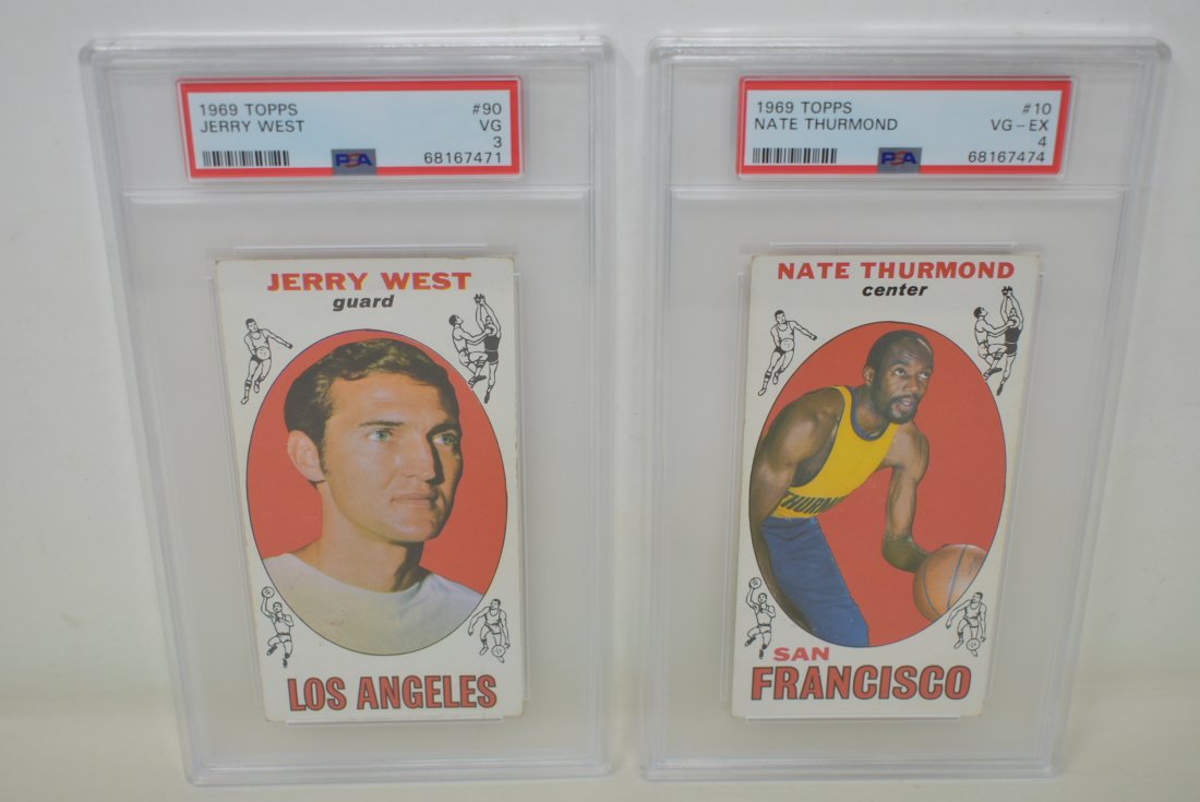 2 1969 TOPPS NBA Cards PSA Graded West & Thurmond (1 of 2)
