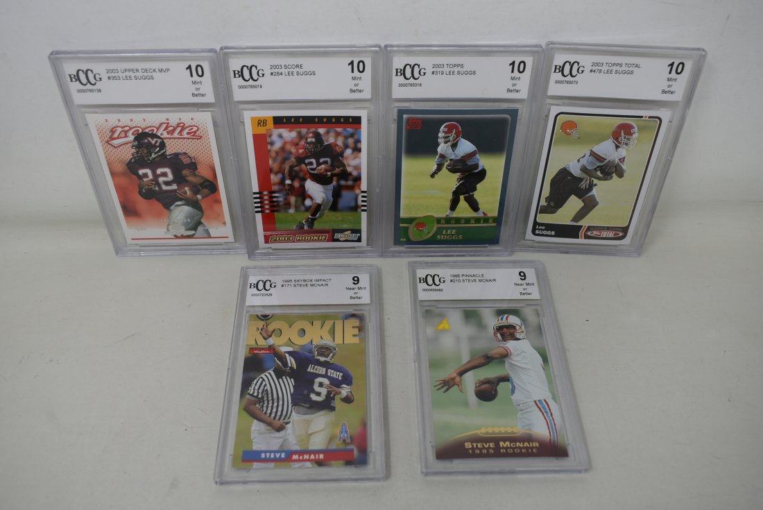 6 BCCA Grade NFL Football Cards: Lot of 6 BCCA NFL Cards, 2-Steve McNair Rookie and 4 Lee Suggs