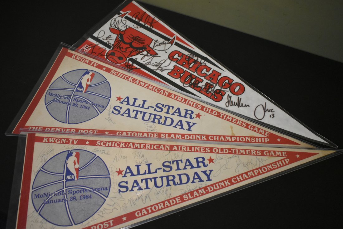 3 Autographed NBA Pennants (1 of 5)