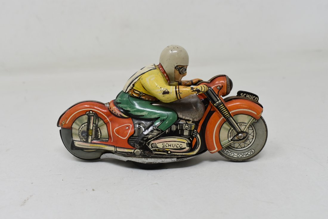 RARE Vintage Shuco Moto-Drill Harley Davidson Racer #1006 Tin Toy: RARE Vintage Shuco Moto-Drill Harley-Davidson Racer 1006 Tin Toy. Made in Germany for the American Market with USA Patent. In nice condition, as shown.