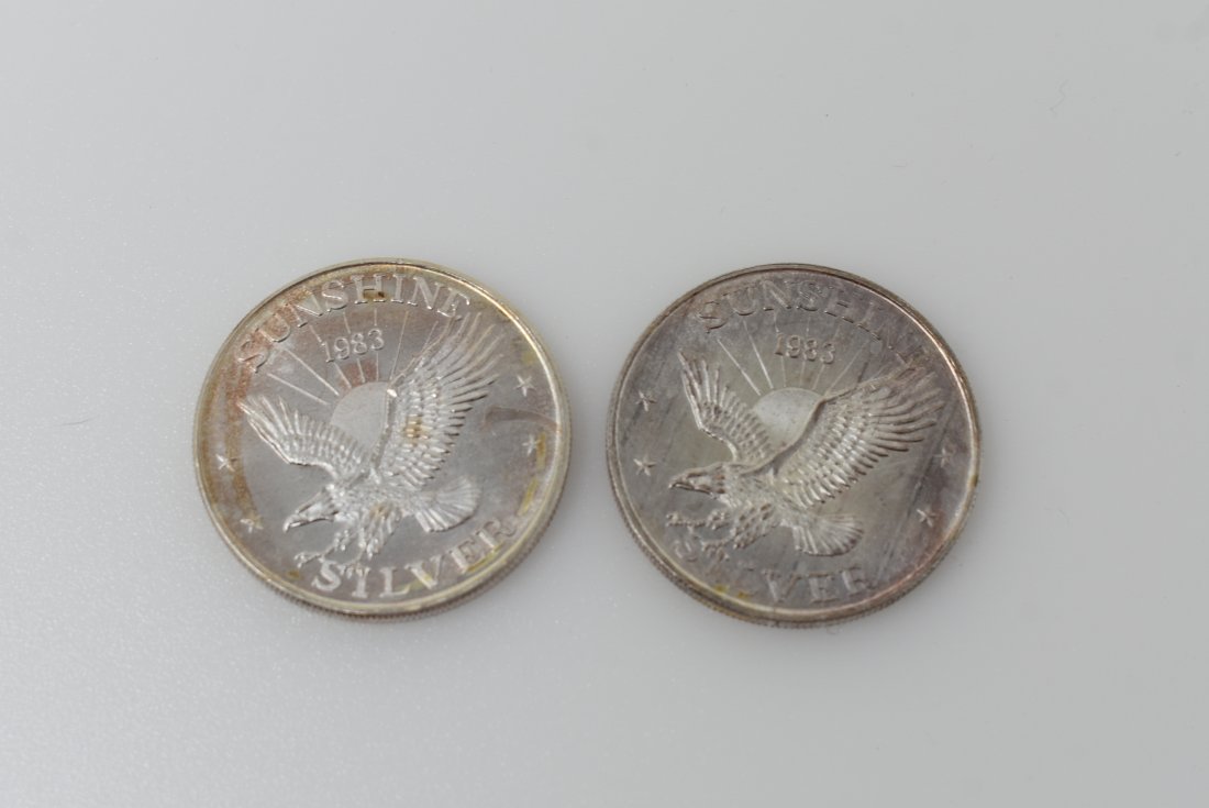 2 Sunshine Mining 1 oz .999 Silver Rounds: 2 Sunshine Mining 1 oz .999 Silver Rounds
