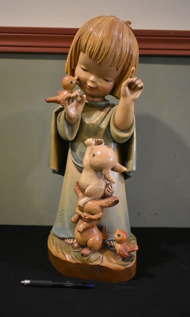 HUGE 20" Anri Ferrandiz Carving "Talking To Animals" Limited Ed: Limited Edition 20" Anri Ferrandiz Carving "Talking To Animals". Marked 27/250. In excellent condition.