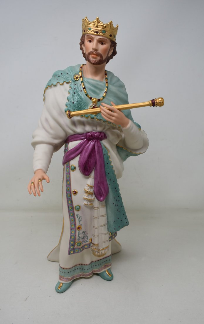 Cybis Porcelain "King Solomon": Cybis Porcelain "King Solomon". He measures 15.5" tall and comes in excellent condition. His Septor has come loose and needs to be re-glued. He is numbered 464.