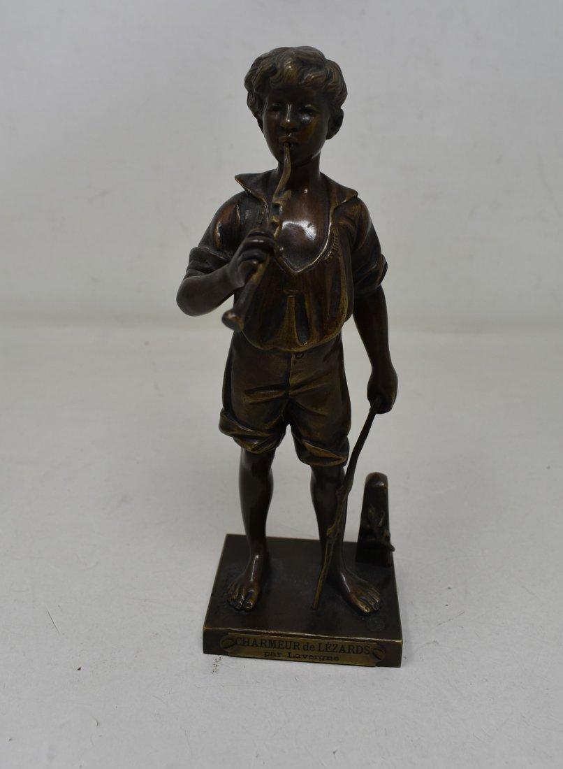 7" "Charmeure de Lezards" Lavergne Bronze Statue (1 of 6)