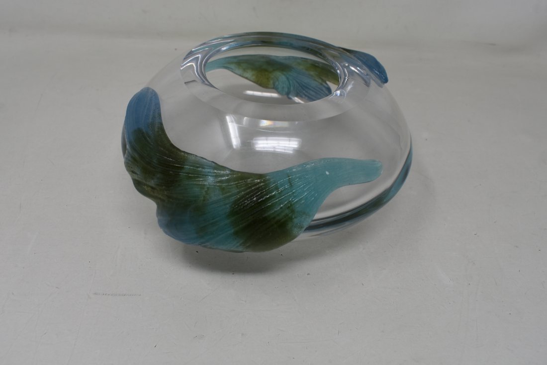 Daum France Crystal Pate de Verre Crystal Bowl w Blue Fish (1 of 6)