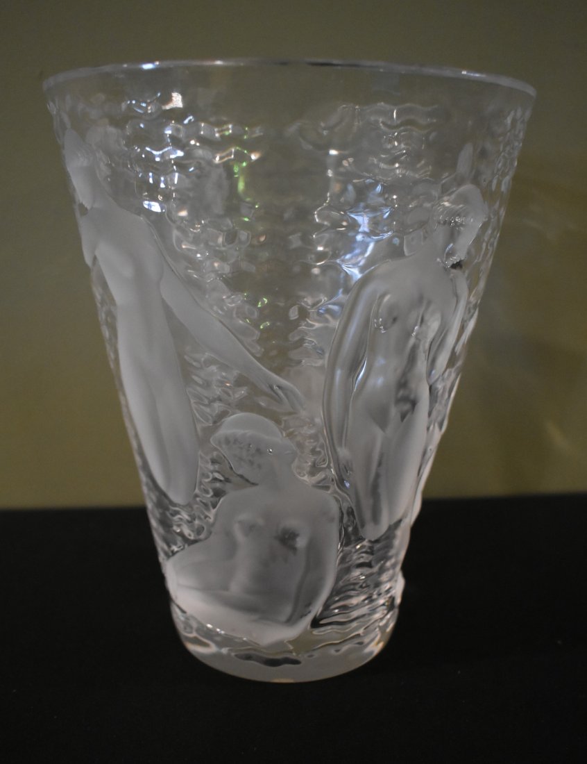 Large Lalique France Ondines Crystal Vase with Nudes (1 of 7)