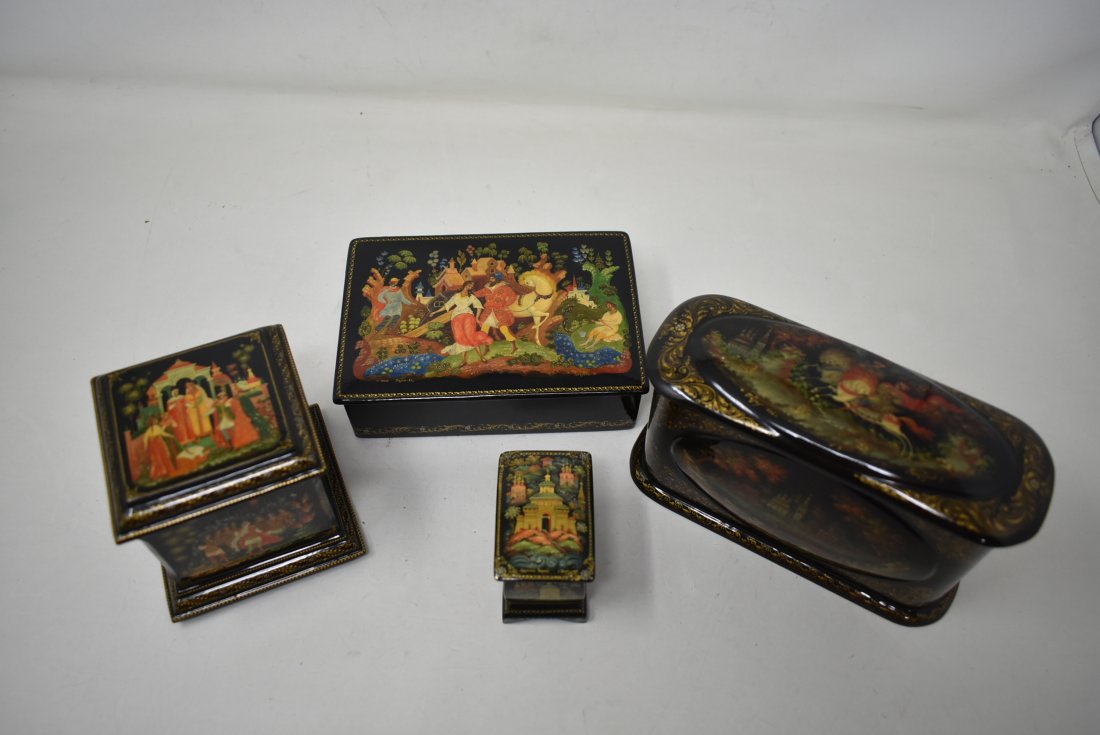 Lot of 4 Russian Lacquer Boxes (1 of 5)