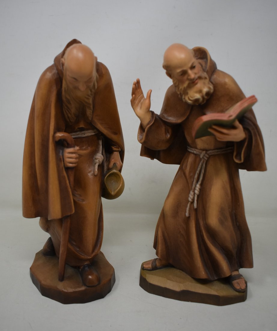 2 Anri 10" Carved Monks: 2 Anri 10" Carved Monks. In nice condition
