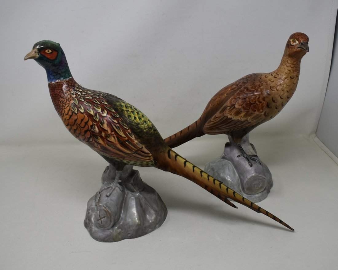 Pair of Spode Copeland China Pheasant on Log Figures (1 of 9)