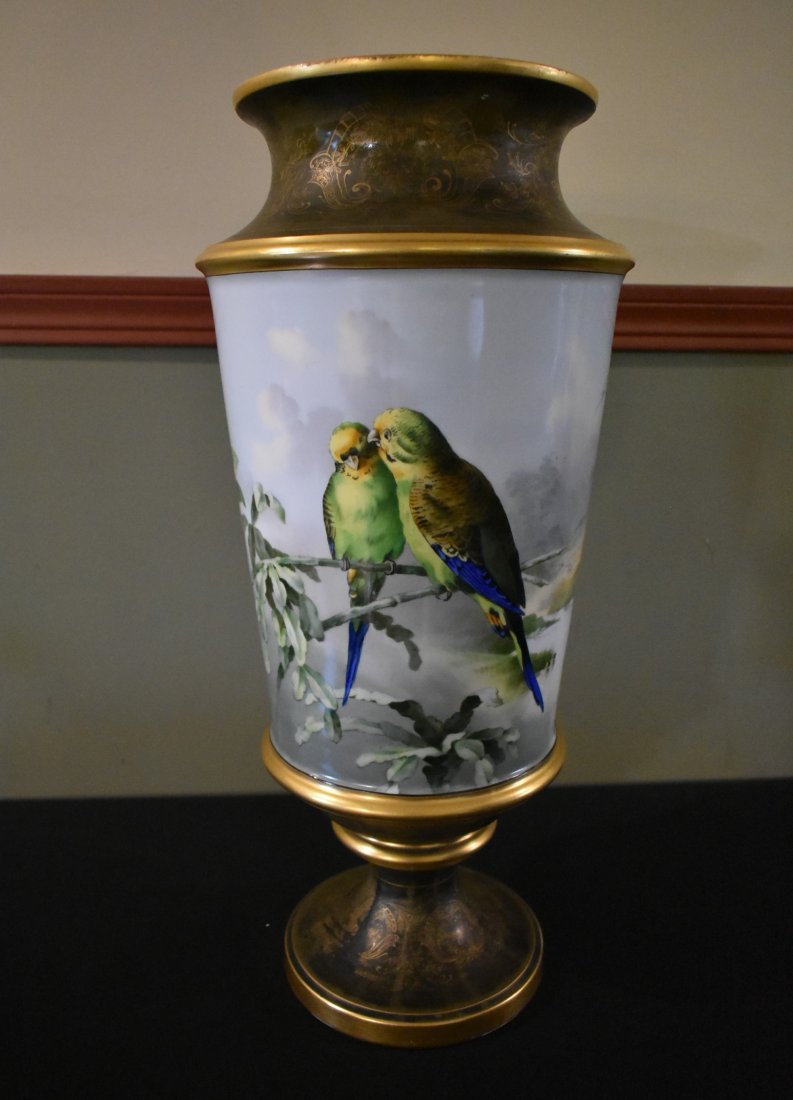 Large Antique Painted Vase/Urn Birds & Flowers (1 of 5)