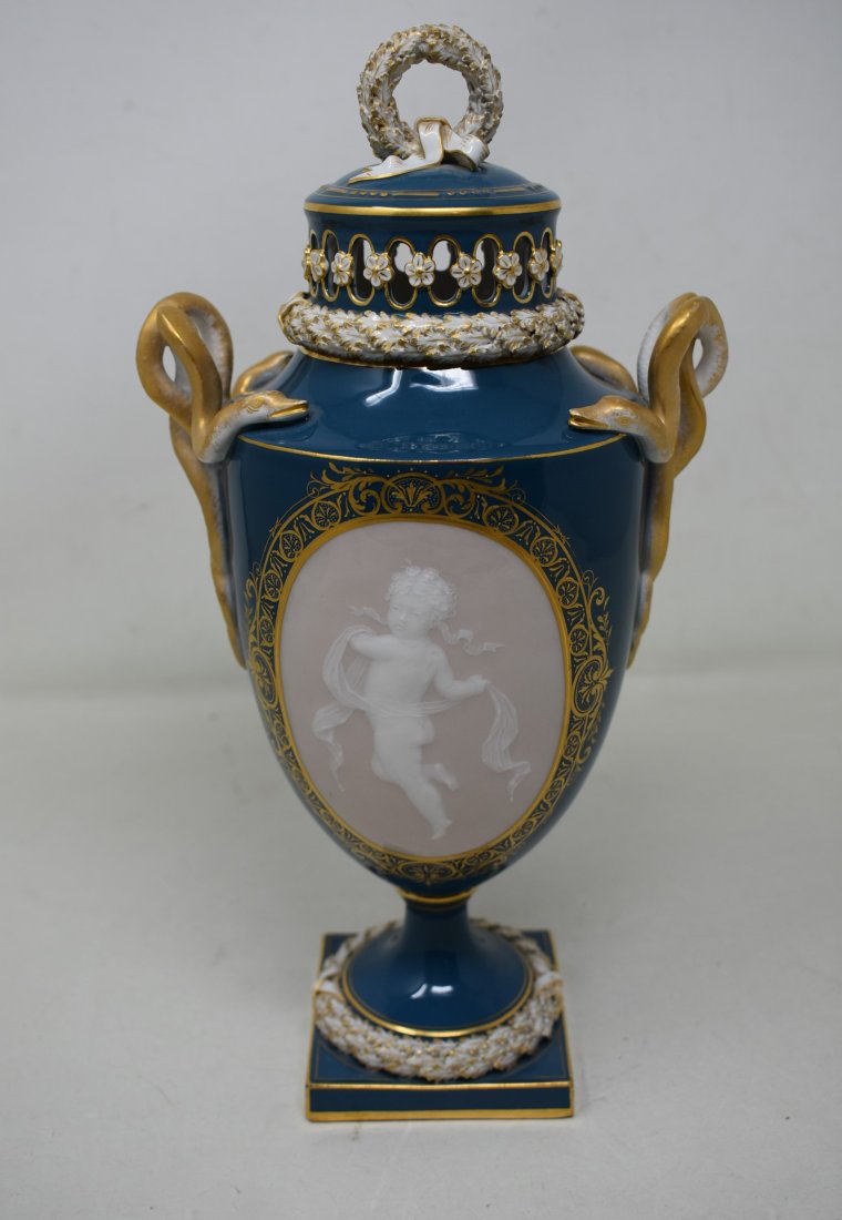 Meissen Covered Porcelain Vase with Snake Handles (1 of 6)