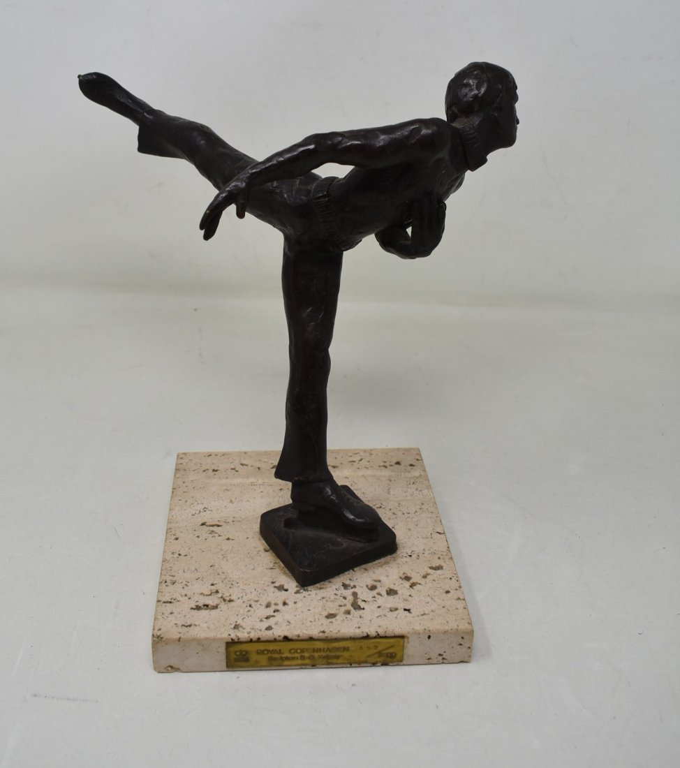 Bronze Royal Copenhagen S-G Kelsey Numbered Figure Skater: Limited Edition Royal Copenhagen Bronze Male Figure Skater by Sterett-Gittings Kelsey numbered 52/2500. It measures 10" tall, nice conditon.