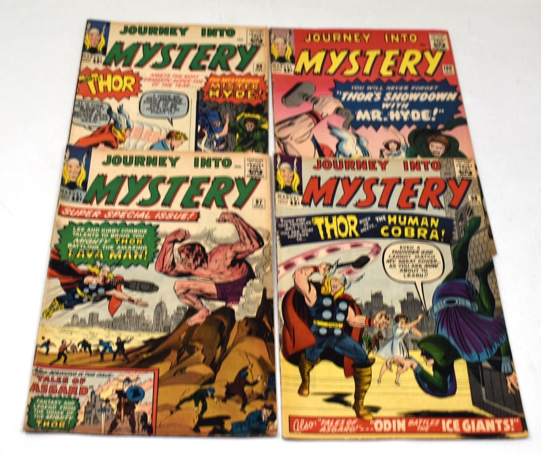 Journey Into Mystery 97 98 99 100 1st Surtur Bor Ymir Vili Buri Human Cobra Mr. Hyde: Journey Into Mystery 97 98 99 100 1st Surtur Bor Ymir Vili Buri Human Cobra Mr. Hyde and Thor and Loki as Children - Nice Readable Copies, As Shown, please see Photos, there are bends, Tears, Spine se