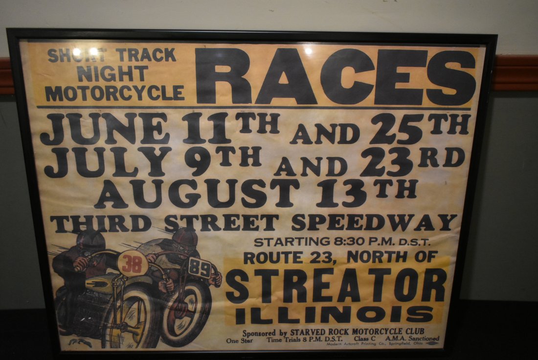Vintage Framed Streator Illinois Motorcycle Race Poster (1 of 3)