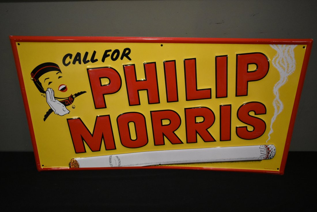 Vintage Phillip Morris Cigarettes Tin Sign (1 of 5)