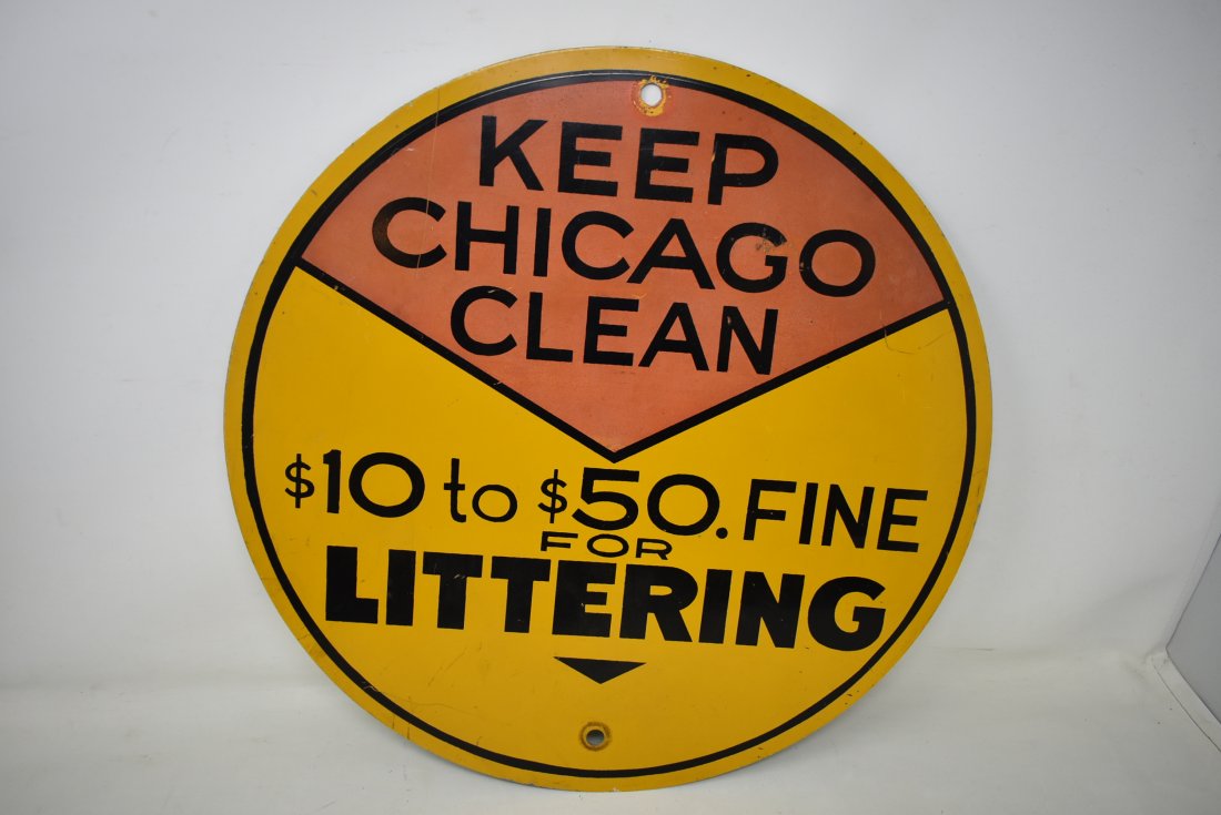 Old "Keep Chicago Clean" Metal Street Sign (1 of 3)