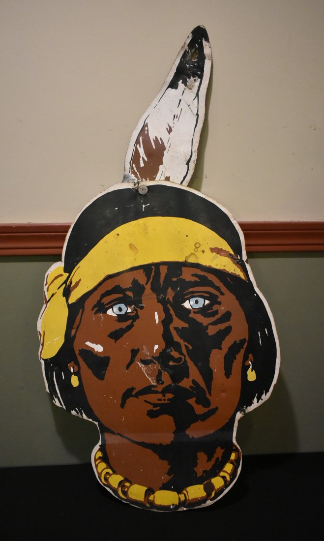 Navajo Freight Lines Metal Indian with Feather Sign (1 of 5)