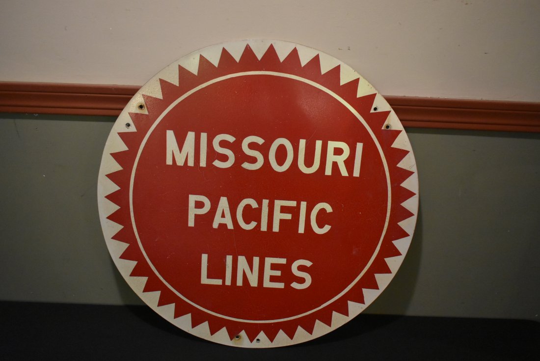 Large Missouri Pacific Railroad Round Metal Sign (1 of 3)
