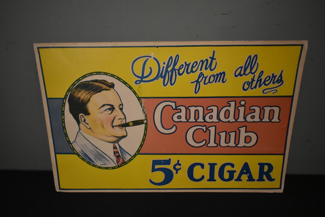 Vintage Canadian Club Cigars Cardboard Advertising Sign (1 of 3)