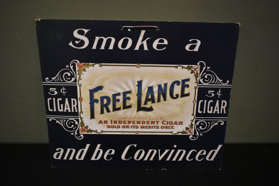 Vintage Free Lance Cigars Cardboard Advertising Sign (1 of 3)