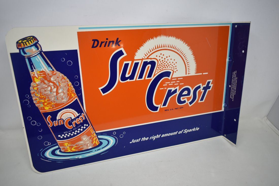 Vintage Sun Crest Soda Metal Flange Sign Stout Sign Co (1 of 4)