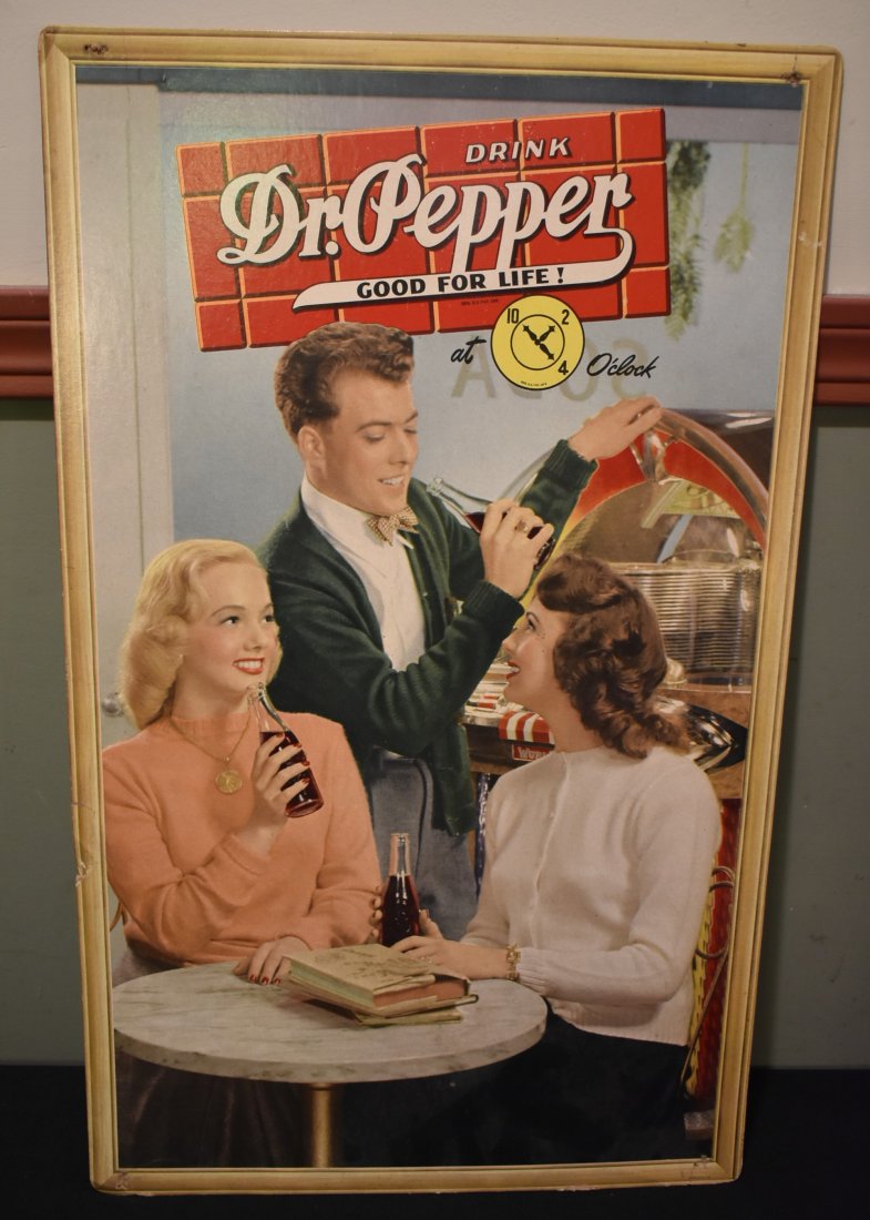Vintage Dr. Pepper Soda Cardboard Advertising Sign (1 of 3)