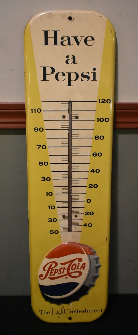 Vintage Pepsi-Cola Thermometer Sign Working (1 of 3)
