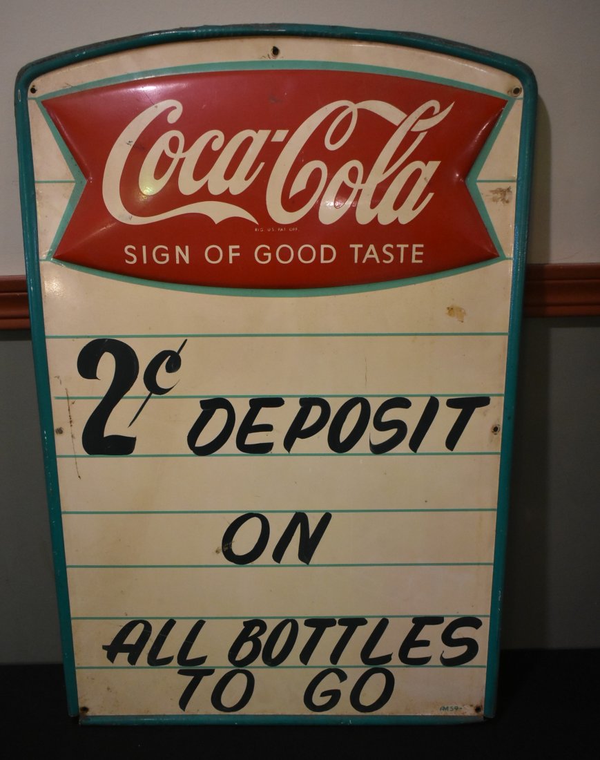 1959 Coca-Cola Tin Sign 2 cent Deposit (1 of 5)
