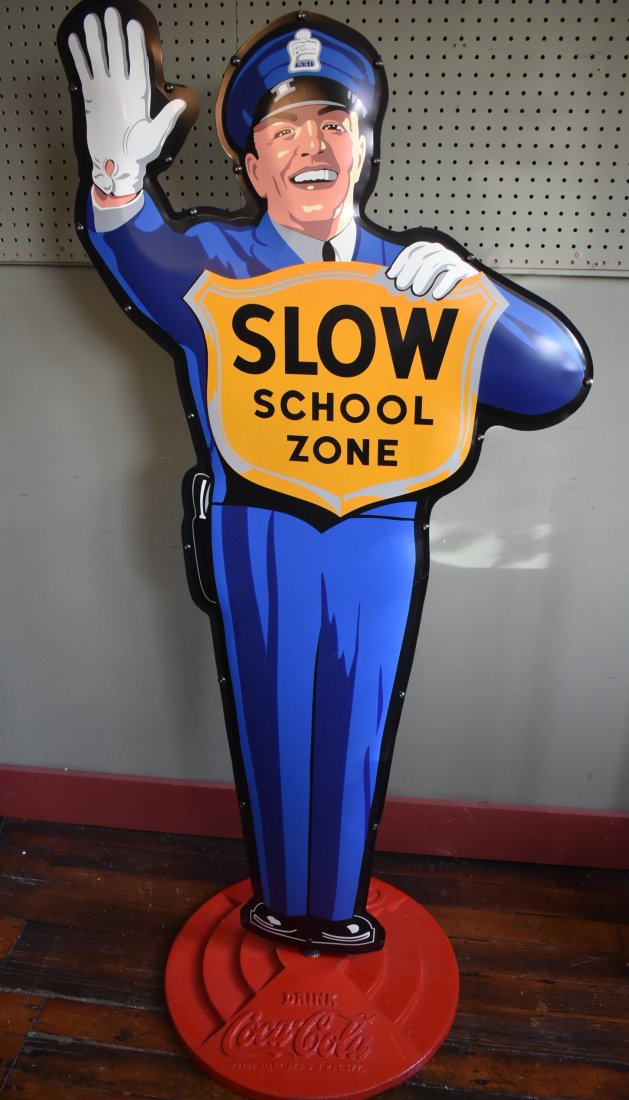 Coca-Cola Crossing Guard Policeman Sign on Cast Iron Base (1 of 8)