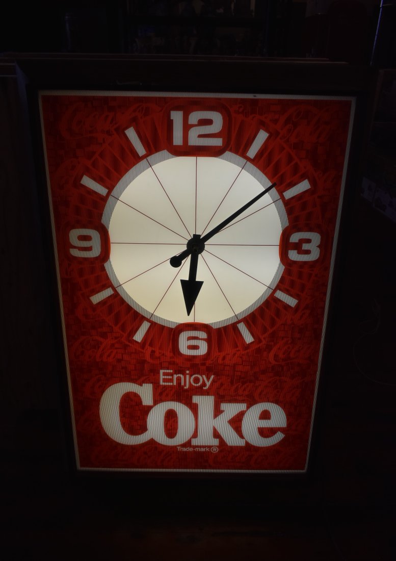 Vintage Large Coca-Cola Advertising Clock Light Sign WORKING (1 of 8)