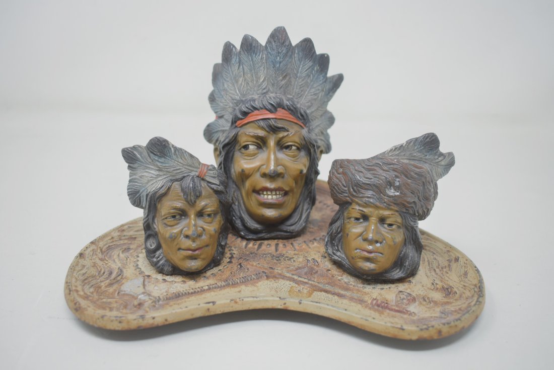 Antique Indian Metal Inkwell Set Bohne Style (1 of 6)