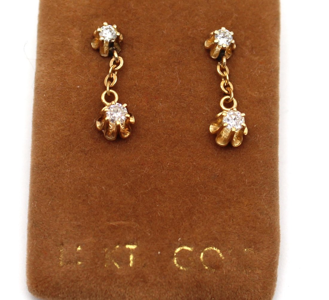 14K Gold Diamond Earrings: 14K Gold Diamond Earrings - Nice Condition