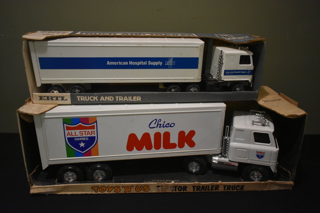 2 Vintage Steel Tractor Trailer Trucks ERTL (1 of 2)