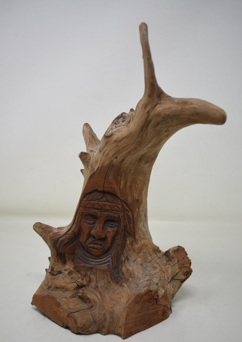 Junior Cobb Signed Wood Carving Folk Art Indian Tree Spirit Ozarks (1 of 5)