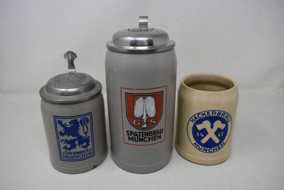 3 Stoneware German Beer Steins Brewery (1 of 6)