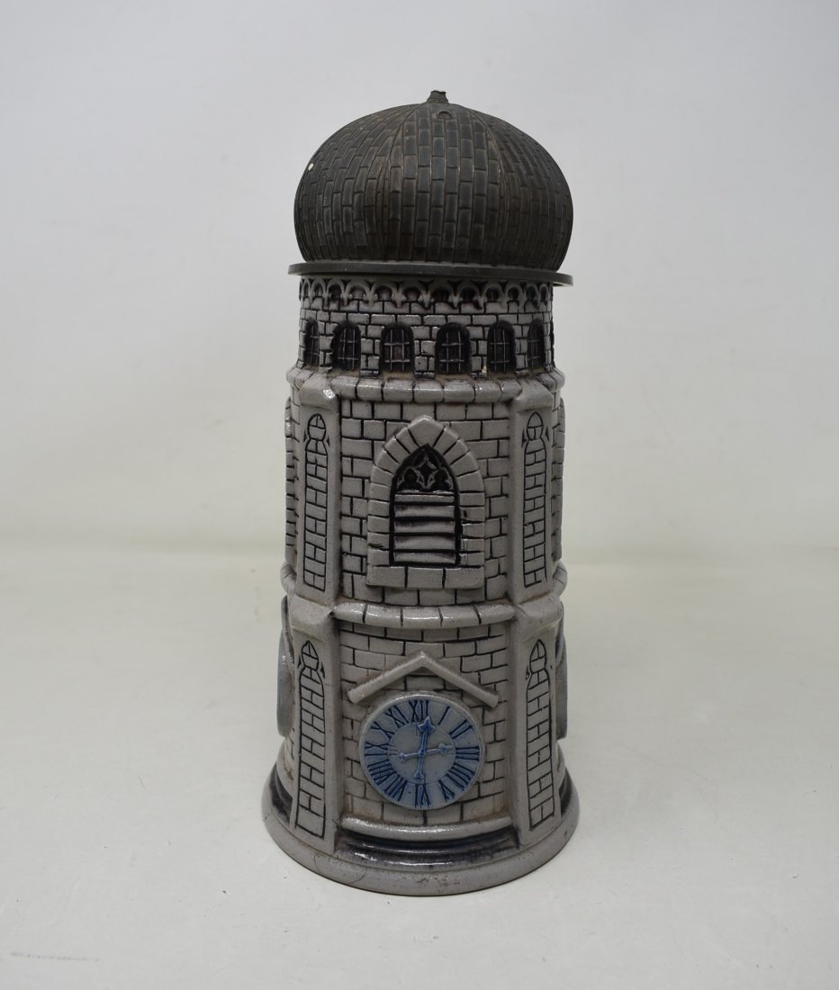 1 Liter Frauchkirche Clock Tower Beer Stein Stoneware (1 of 8)