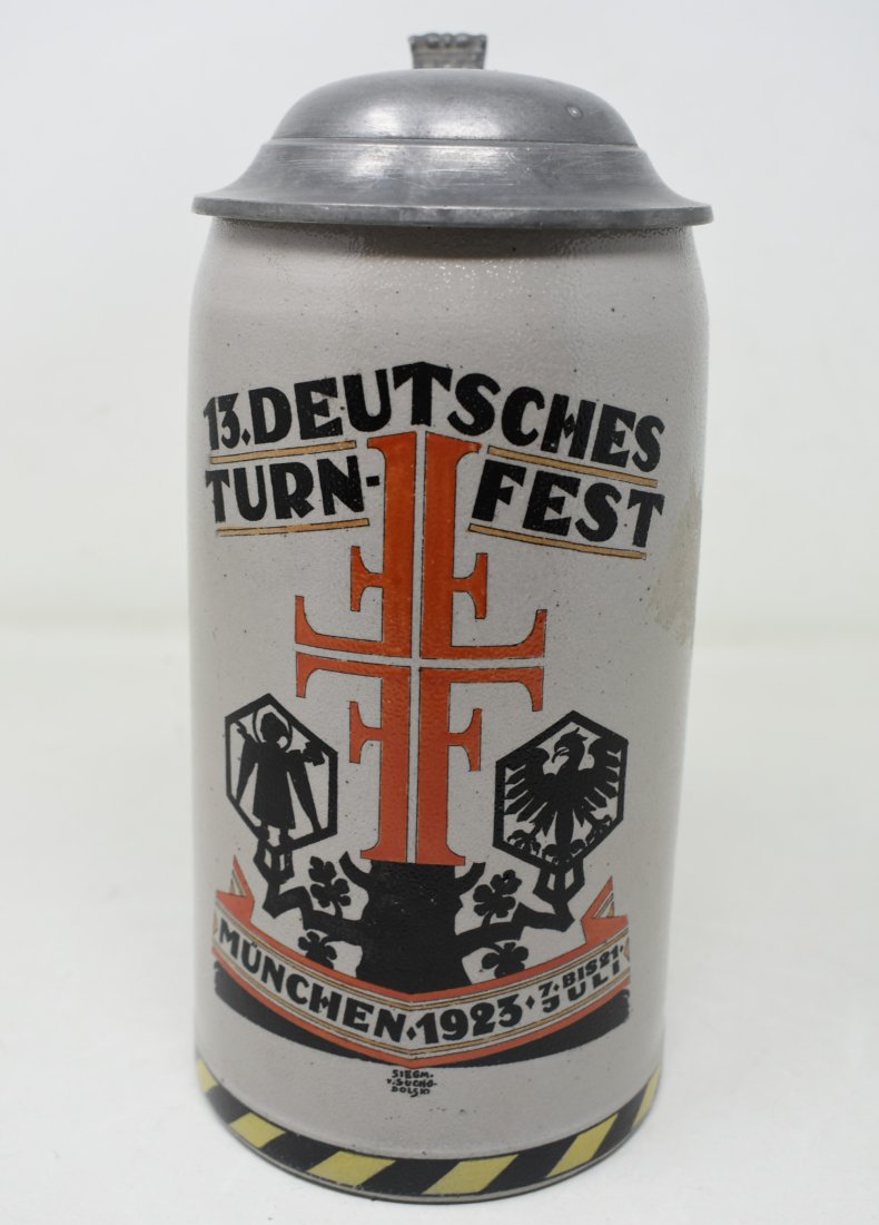 Stoneware German 1923 Festival Beer Stein 1 Liter: 1 Liter 1923 Stoneware German Festival Beer Stein