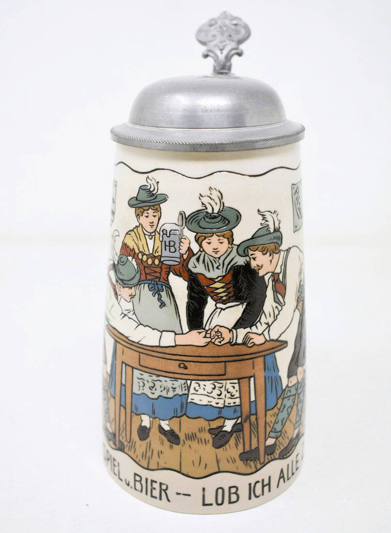 Mettlach 1/2 Liter 3350 Bar Scene Beer Stein Auction