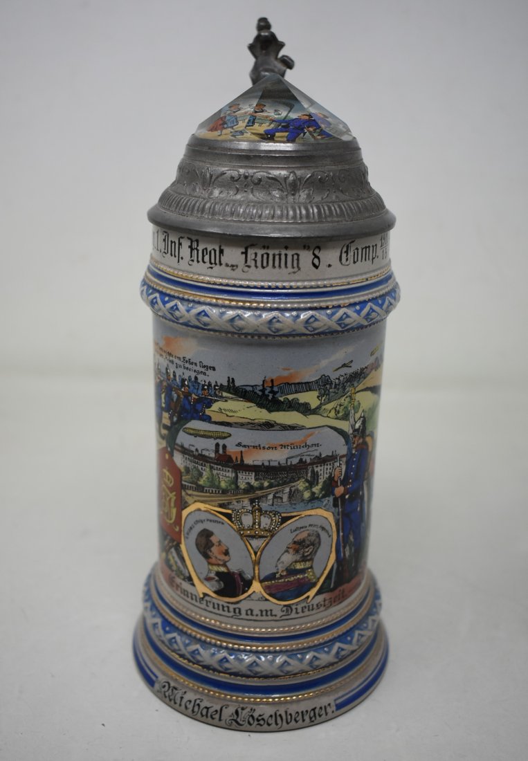 Regimental Stoneware Beer Stein with Prism Lid (1 of 7)