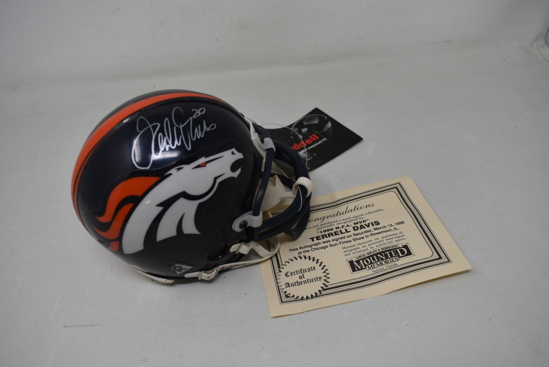 Autographed Terrell Davis Mini Football Helmet w COA (1 of 4)
