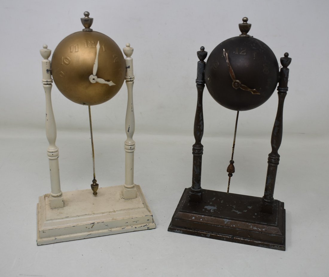 2 1930's Globe Clock Co Deco Ball Mantle Clocks (1 of 6)