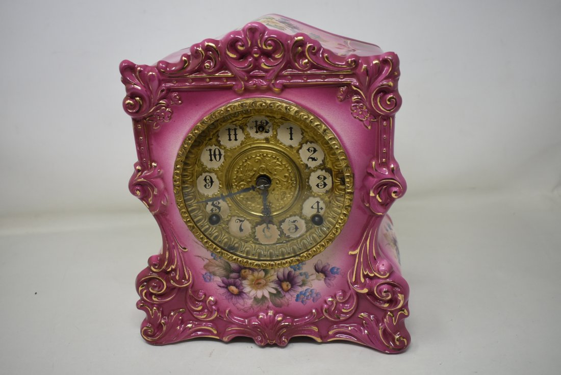 Antique Porcelain Clock Gilbert Clock Company (1 of 9)
