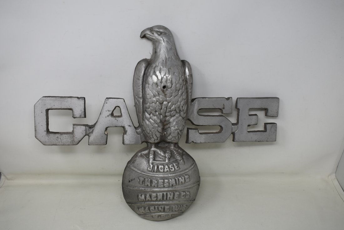 JL Case Eagle Threshing Machine Co Iron Tractor Sign (1 of 4)