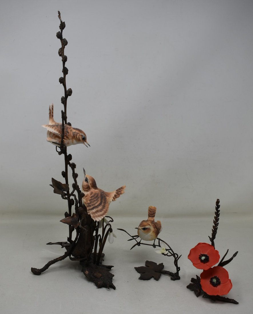 2 Albany England Metal & Porcelain Birds and Flower (1 of 6)