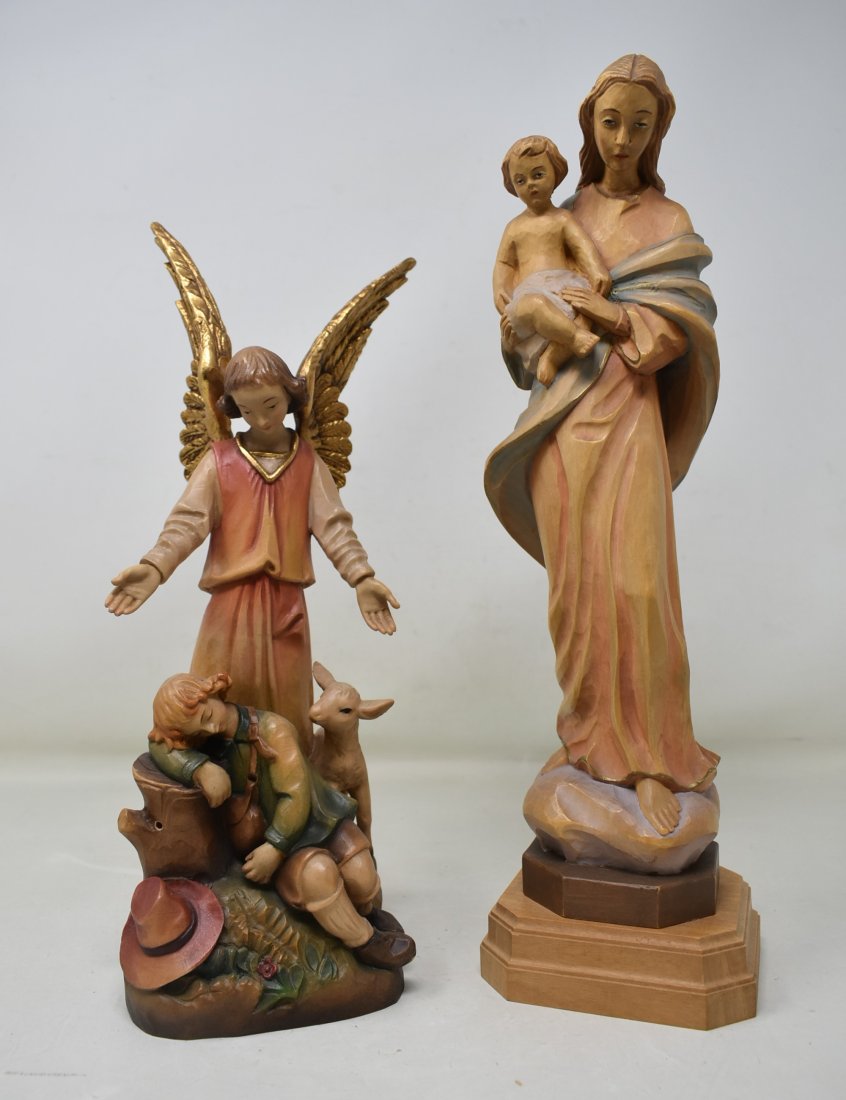 2 Carved Religious Figures Anri & Golden Crown E&R Italy (1 of 3)