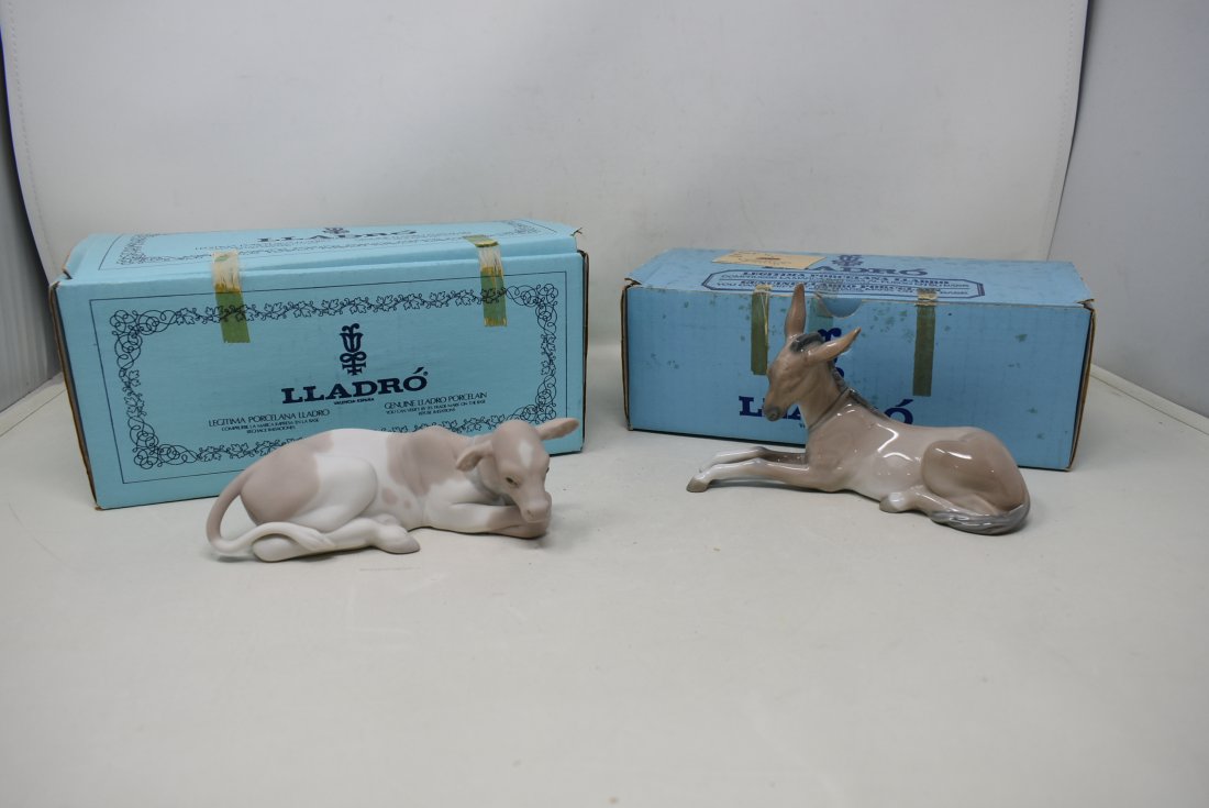 2 Lladro Porcelain Figures in Boxes 7" Cow & Donkey (1 of 5)