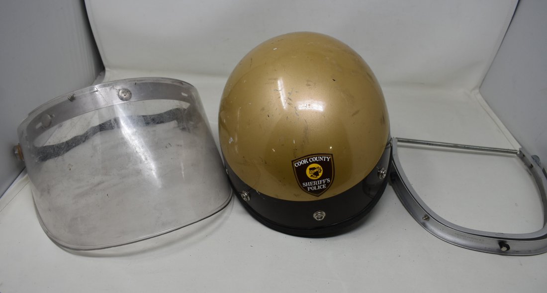 Vintage Cook County Sheriff's Police Super Seer Riot Helmet: Vintage Cook County Sheriff's Police Super Seer Riot/Motorcycle Helmet. Has wear, chin strap broken.