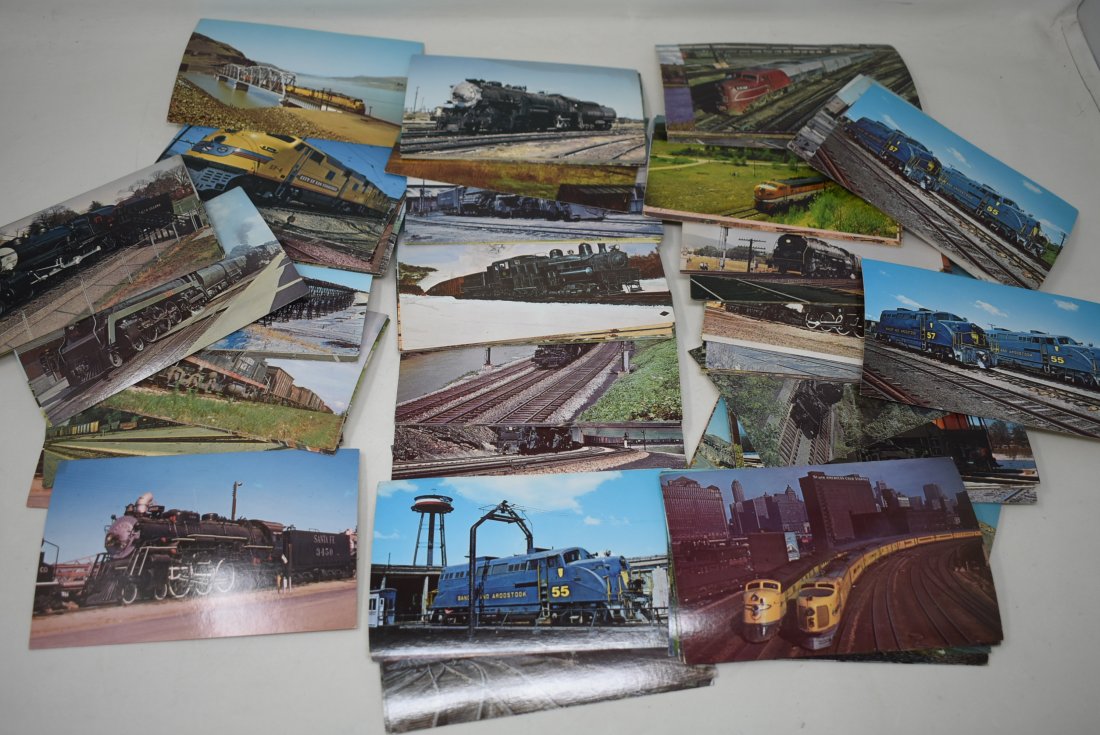 Lot of 110 Vintage Train Locomotive Postcards: A Lot of 110 Vintage Locomotive Postcards, mostly 1950s & 1960s. Nice condition.