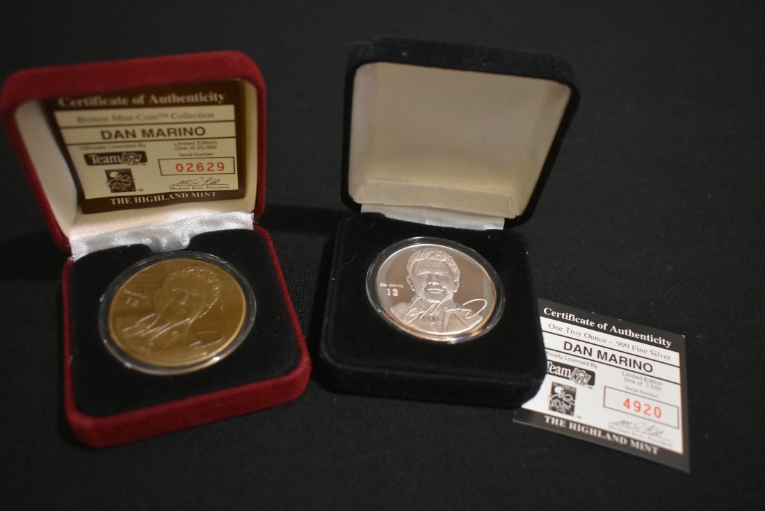 2 Highland Mint Dan Marino Coins 1oz Silver (1 of 2)