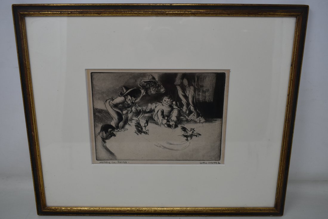 Signed John Groth Etching "Merry-Go-Round" Framed (1 of 4)